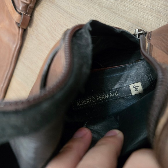 Alberto‎ Fermani Womens 8 Brown Leather Calf Riding Boots Buckle Accent Casual - Picture 7 of 9